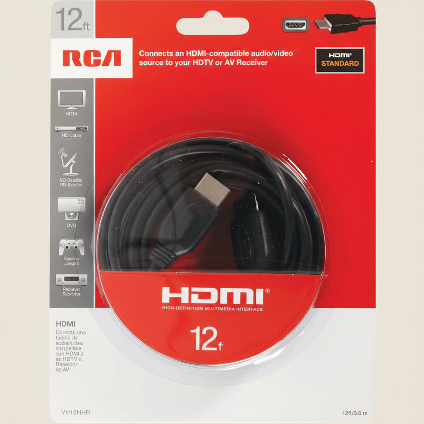 RCA 12-Foot Black Standard HDMI Cable