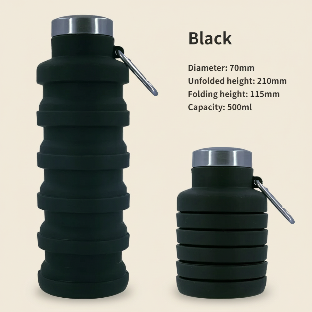 sport silicone portable foldable water bottle