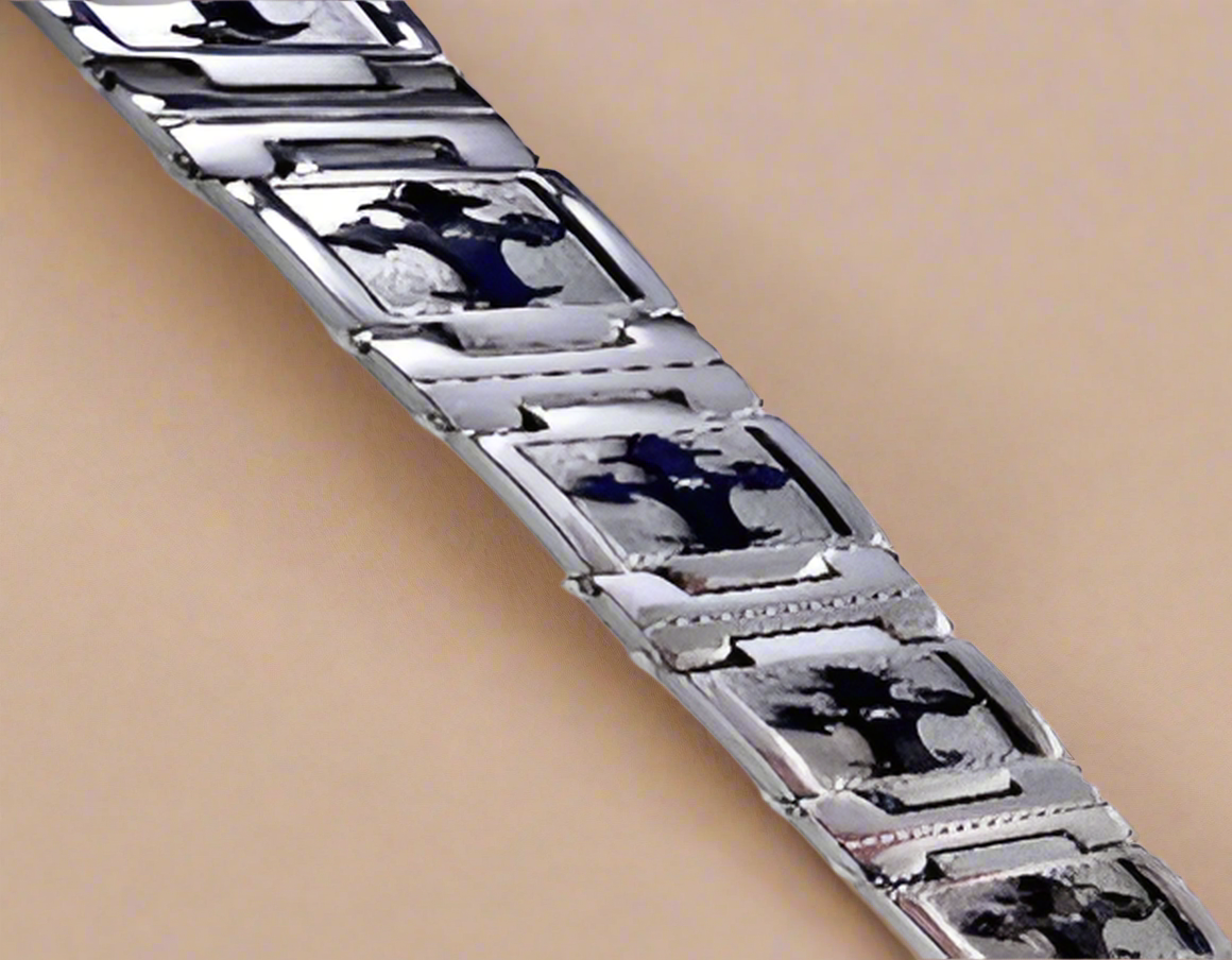 Fashion Black Cross and CZ Bracelet 8.5"