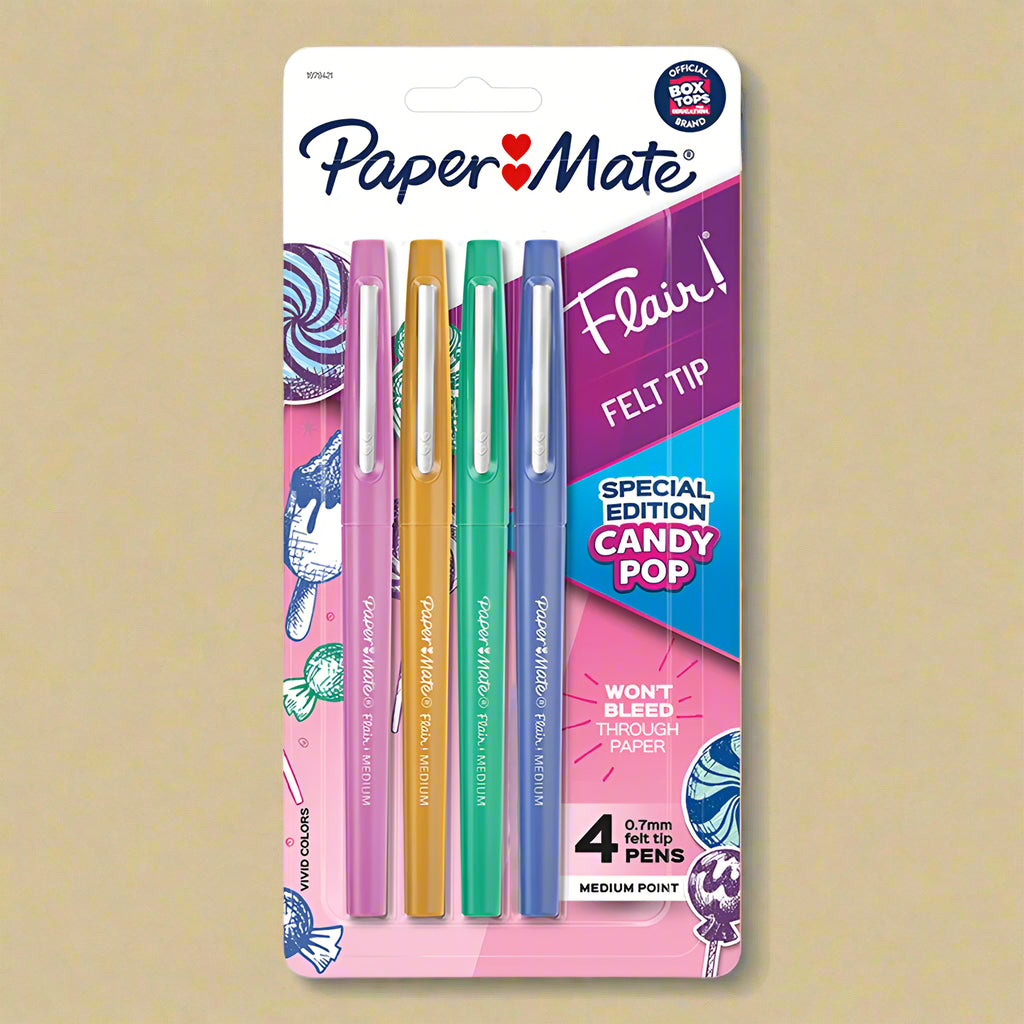 Paper Mate Flair Felt Tip Pens Candy Pop Pack (4-Count, Medium Point) + CLIPCLICKS Ball Point Pens (10-Count, Assorted Colors)