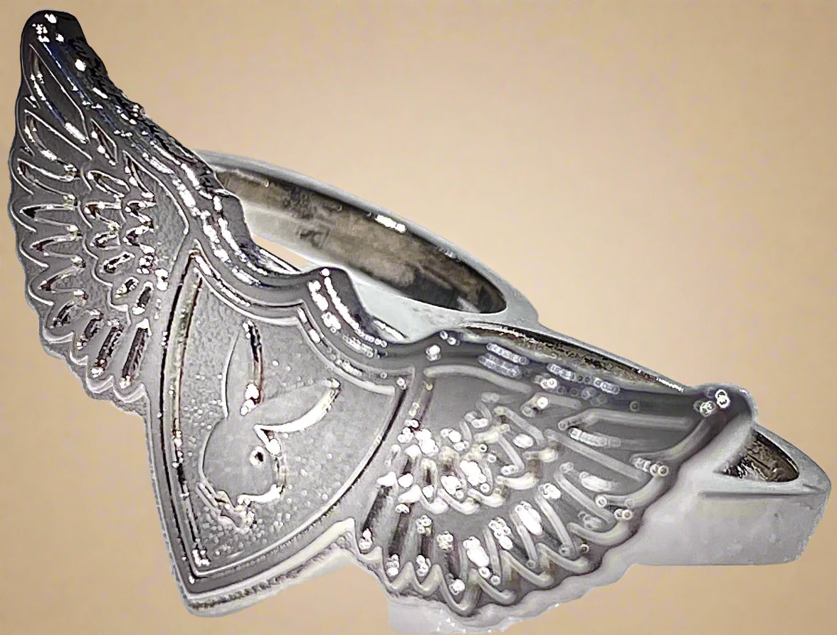 Playboy Large Wings and Plate Ring Size 8 Stainless Steel