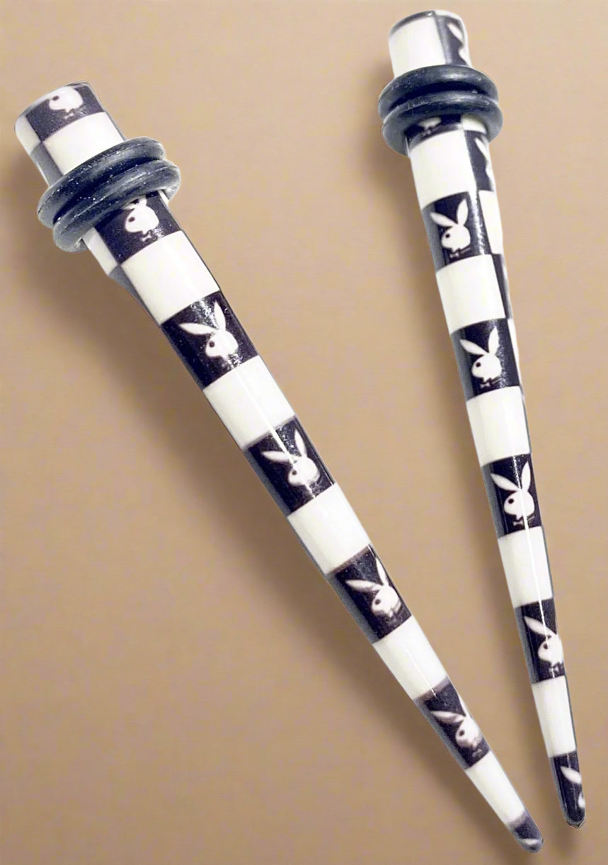 Playboy Bunny Logo Ear Gauge Tapers 24G White Acrylic