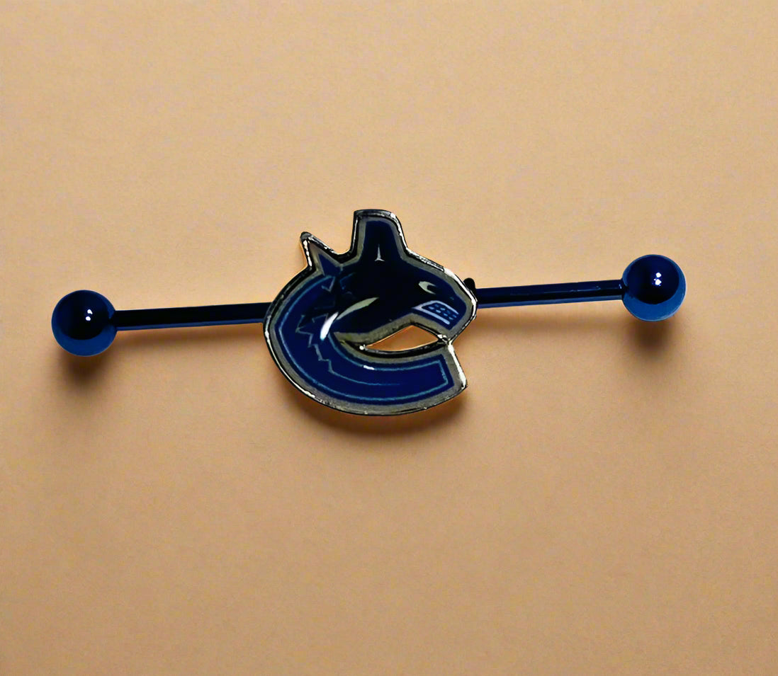 Vancouver Canucks blue stainless steel ear bars