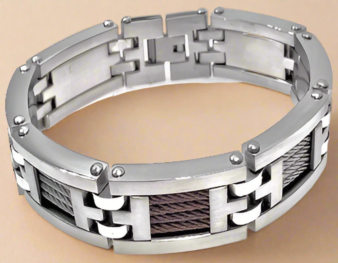 Fashion Copper and Silver Wires Bracelet 8.5"