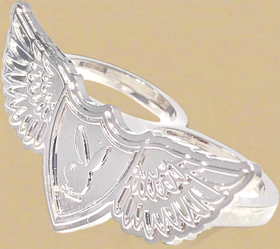 Playboy Large Wings and Plate Ring Size 8 Stainless Steel