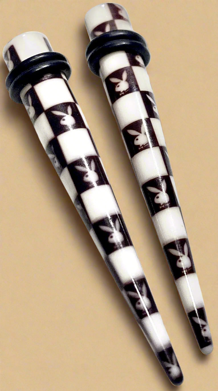 Playboy Bunny Logo Ear Gauge Tapers 24G White Acrylic