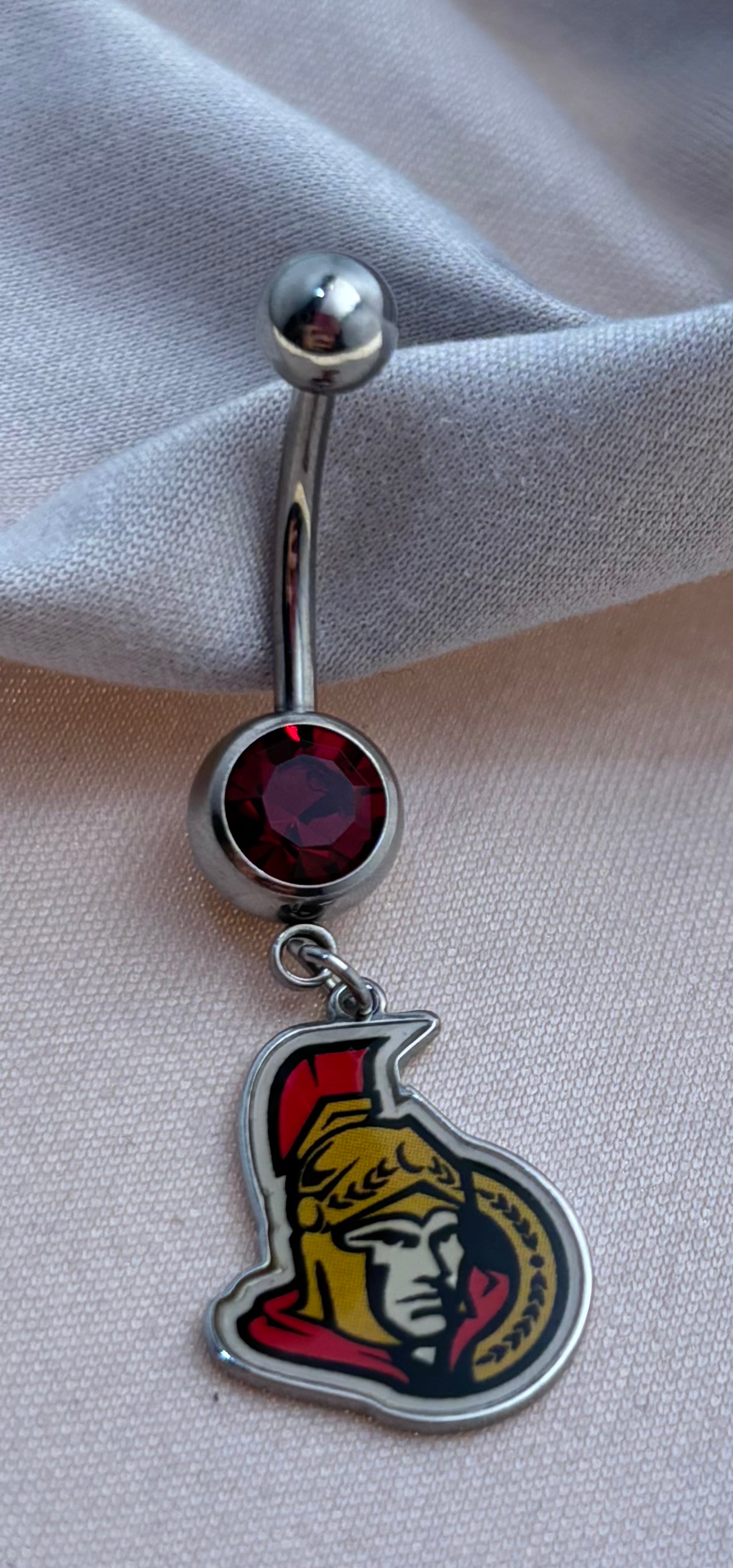 Ottawa Senators NHL Dangle Belly Ring – Stainless Steel