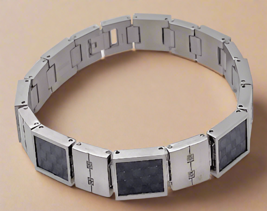 Fashion .07 Diamonds with Black Sect Bracelet 8.5"