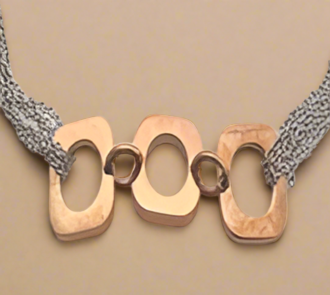 FASHION RoseIP Squares  with Multi Chain and Toggle Lock Necklace 18"