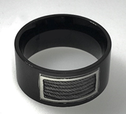 FASHION Black IP Ring with Cable Wire
