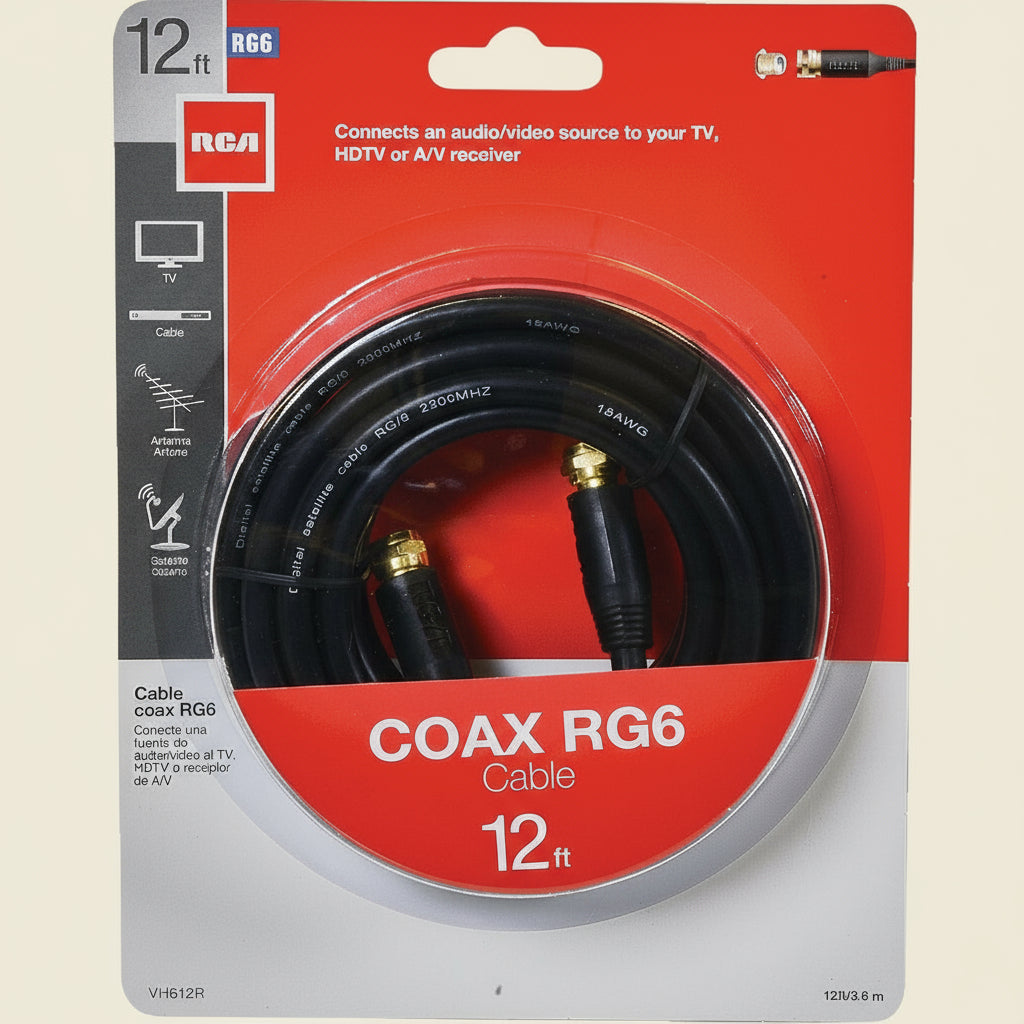 RCA 12-Foot Black Digital RG6 Coaxial Cable