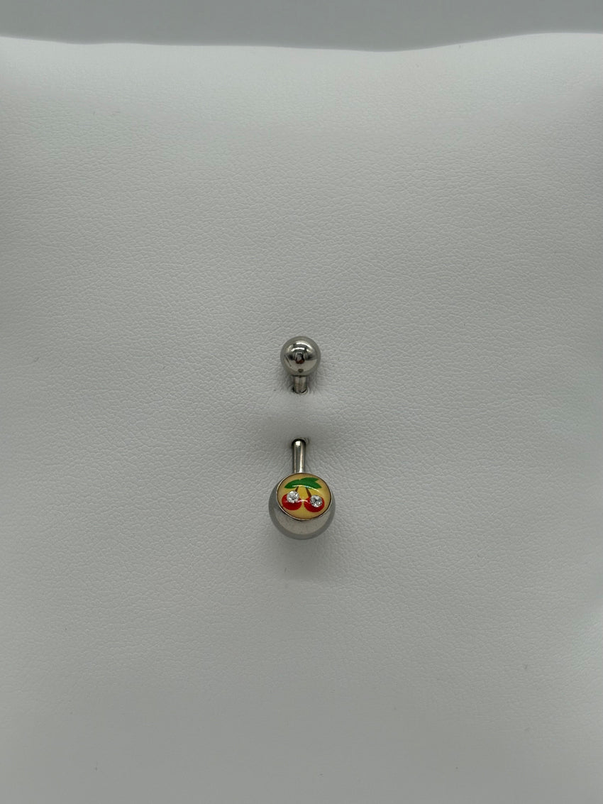 Titanium Cherries Logo Belly Button Ring
