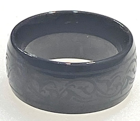 FASHION Black Band IP Plated Tribal Ring