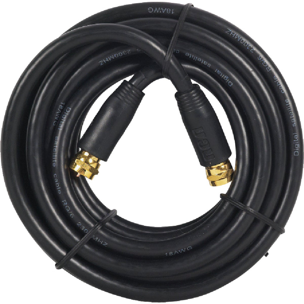 RCA RG6 Coaxial Cable with F-Connectors – 6 Feet (Black)