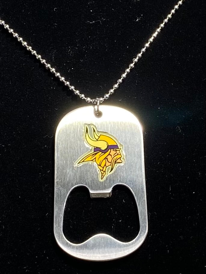 Minnesota Vikings Dog Tag Necklace with bottle opener
