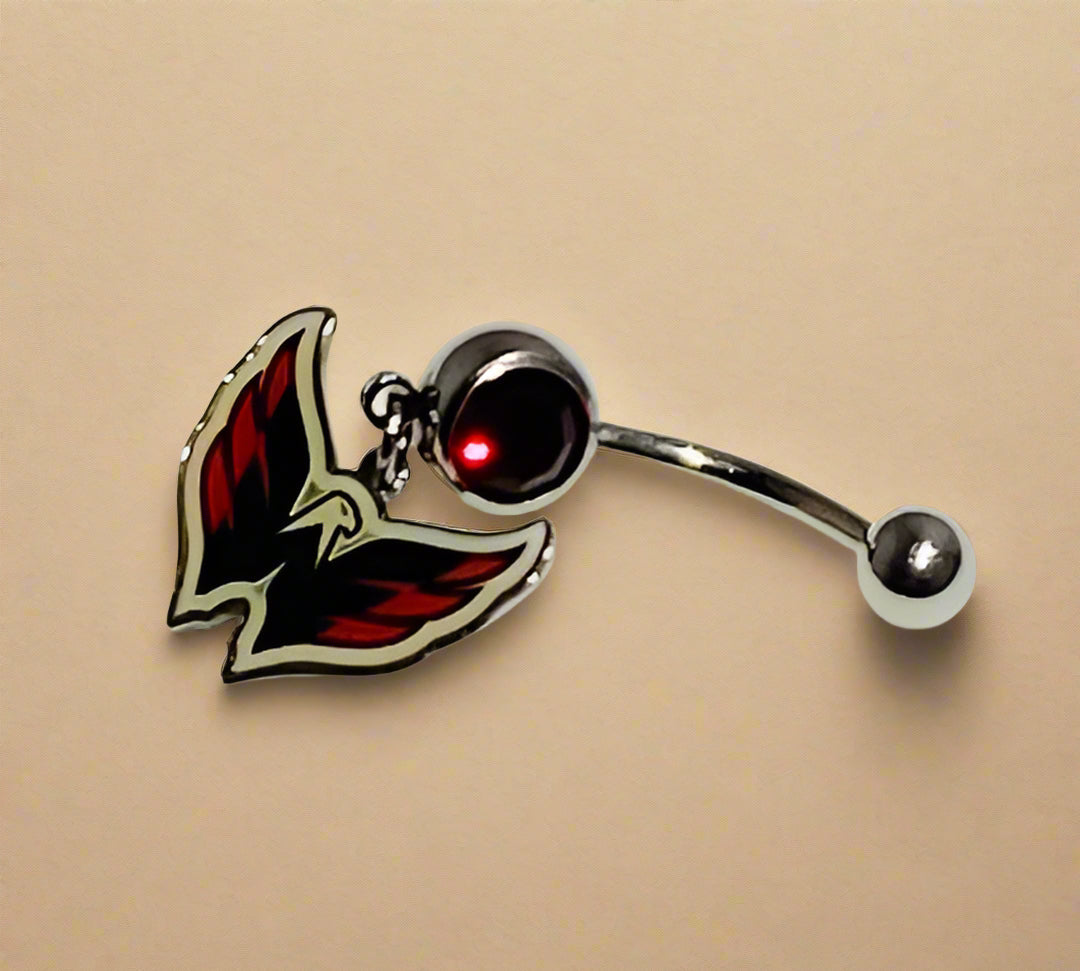 Washington Capitals silver stainless steel belly rings