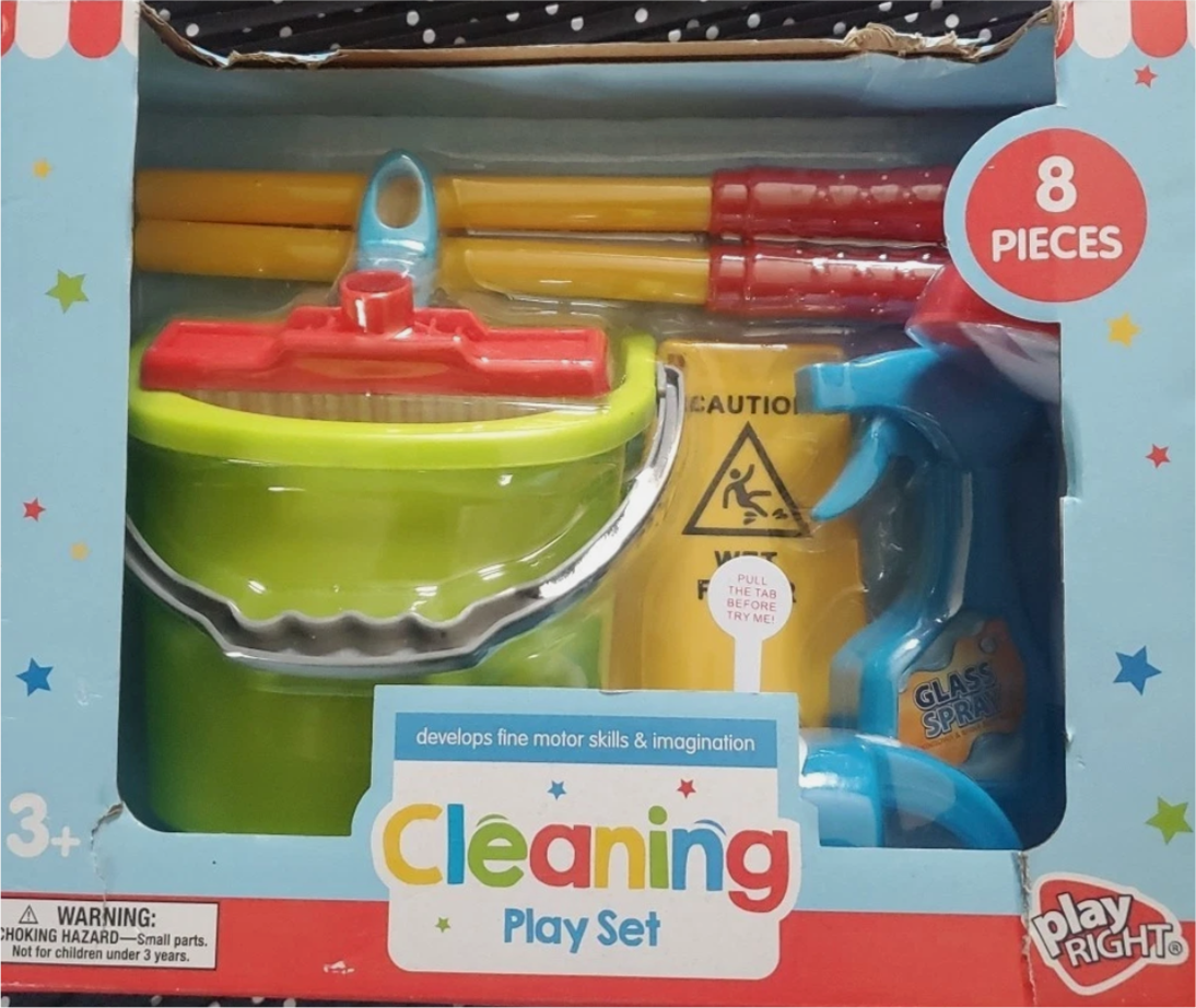 Kids Cleaning Playset with Toy Broom, Mop, Duster & Accessories