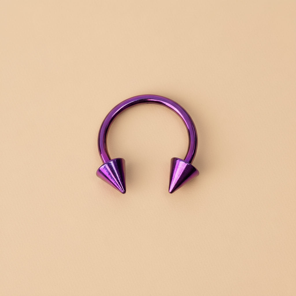Dark Purple Titanium Horseshoe Piercing Ring – 5mm Cone