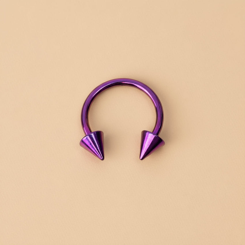 Dark Purple Titanium Horseshoe Piercing Ring – 5mm Cone