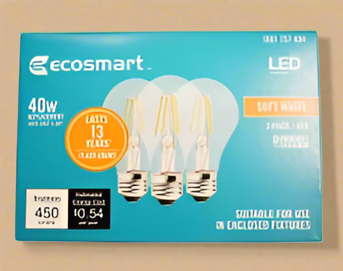 EcoSmart 40-Watt Equivalent A19 LED Filament Bulbs – 3-Pack (Soft White)