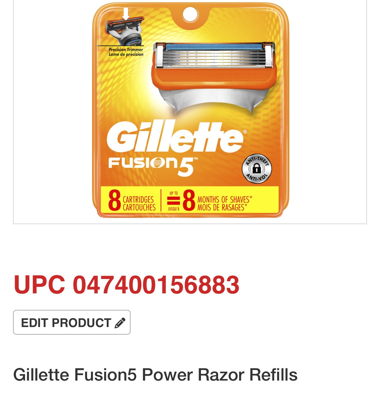 Gillette Fusion5 Power Razor Refills