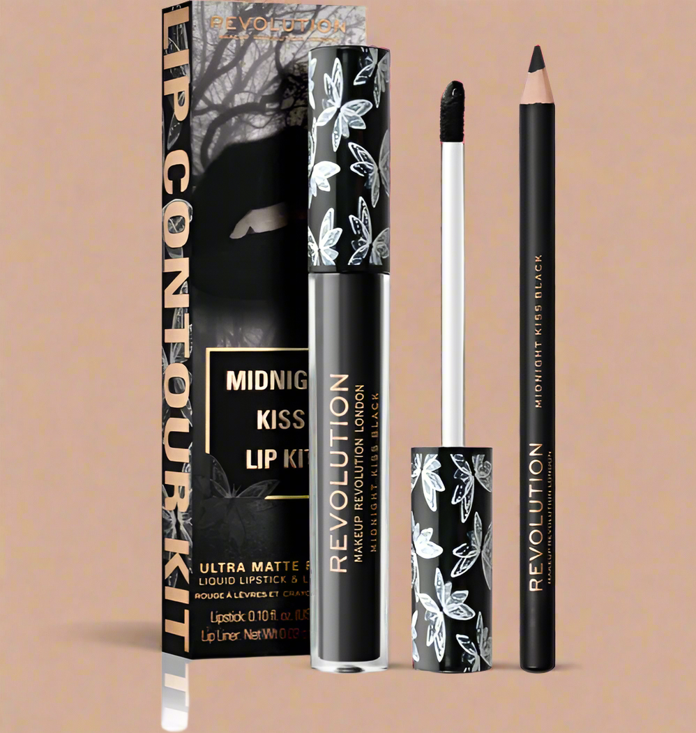 Revolution Midnight Kiss Lip Kit Ultra Matte Finish Contour Kit – Black