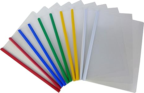 Letter Size Slide-Grip Report Covers – Clear Front & Back, 5 Colors (5-Pack)
