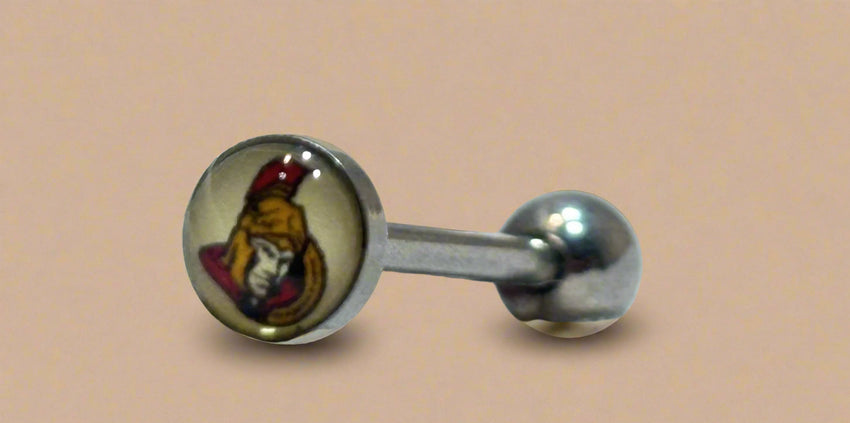 Officially Licensed NHL Ottawa Senators Logo Tongue Ring – White