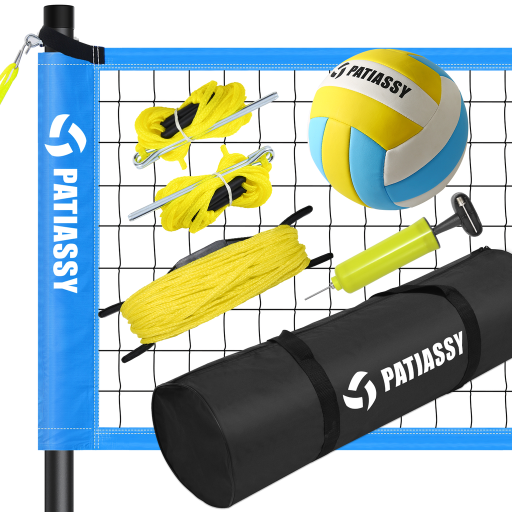 Patiassy Outdoor Volleyball Net Set with Ball, Pump & Carry Bag
