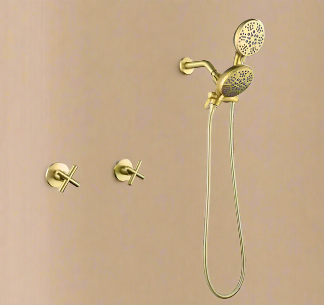Luxury 7-Spray Dual Shower Faucet – Brushed Gold Finish