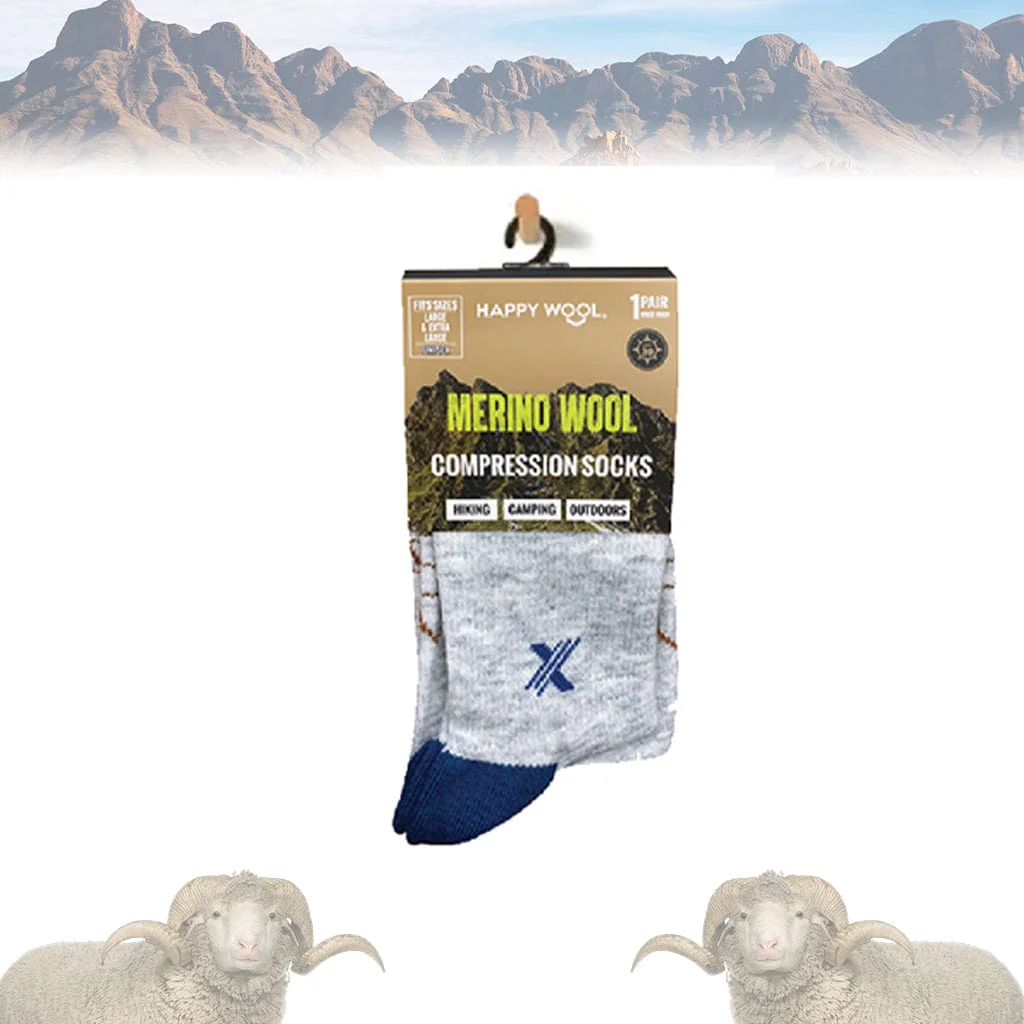 HAPPY WOOL MERINO WOOL COMPRESSION SOCKS LITE GRAY