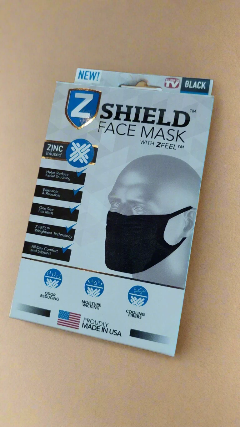 Z Shield™ Face Mask with ZFeel™ – Zinc Infused, Black