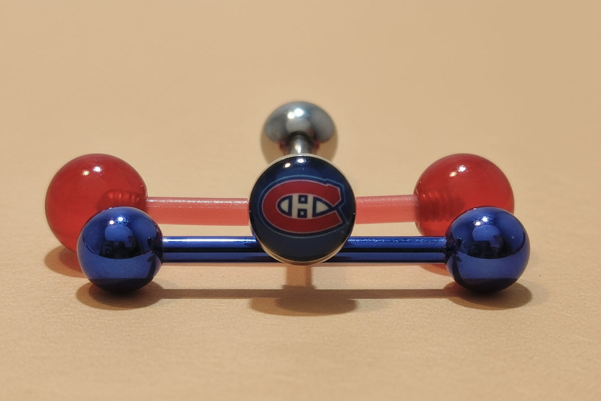 NHL Montreal Canadiens Logo Tongue Ring Set
