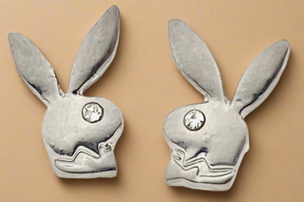 Playboy Bunny Stud Earrings – Stainless Steel with Crystal Accent