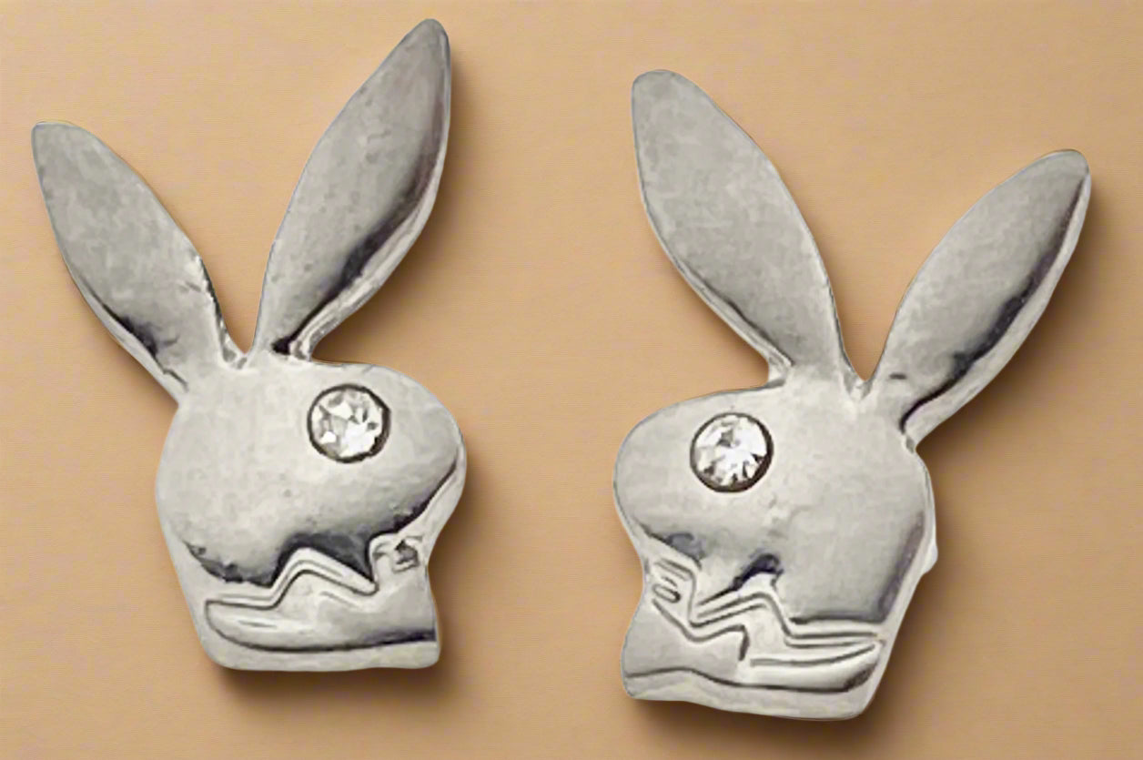 Playboy Bunny Stud Earrings – Stainless Steel with Crystal Accent