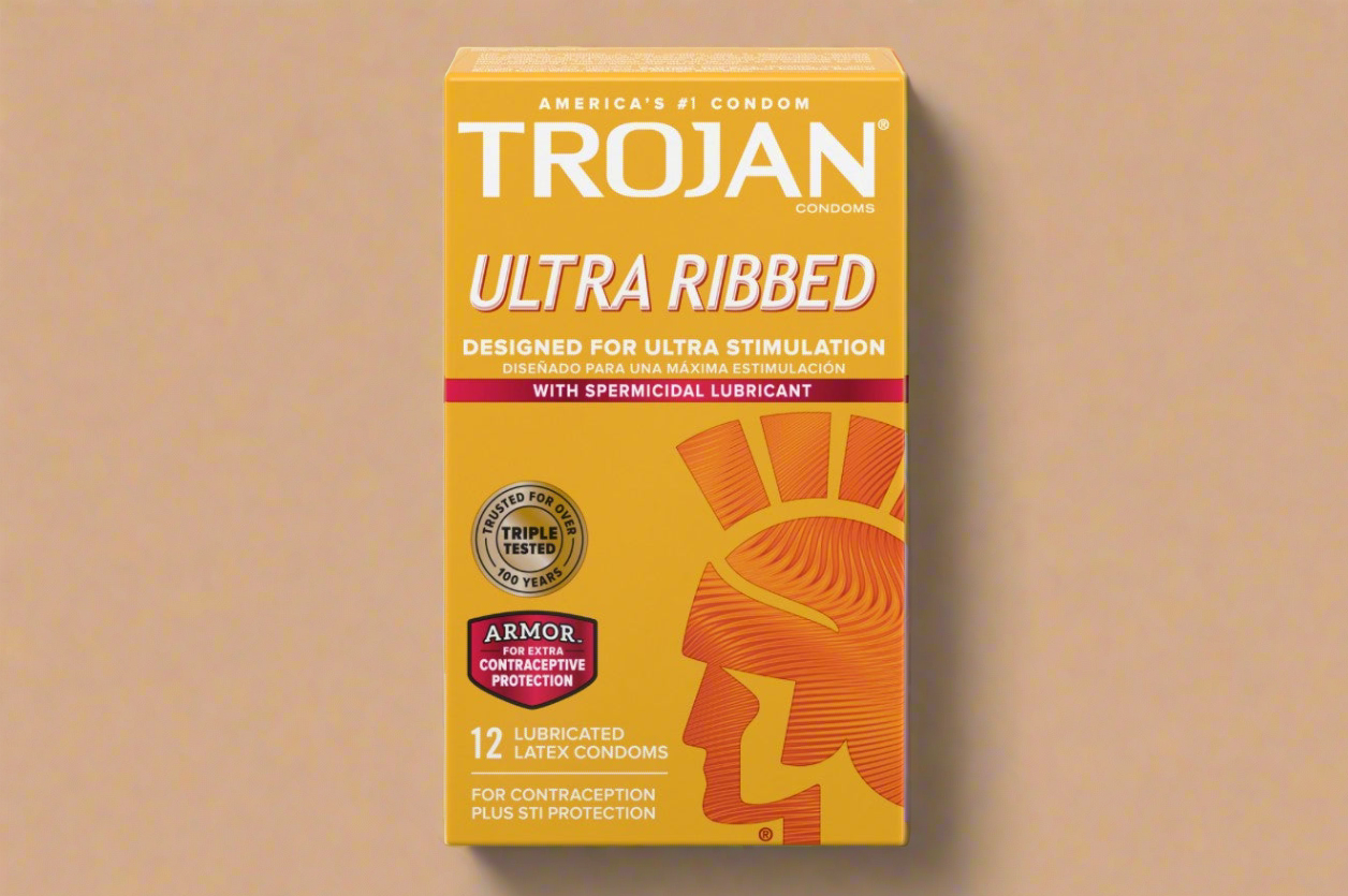 Trojan Stimulations Ultra Ribbed Spermicidal Condoms – 12 Count