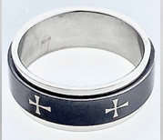 FASHION Black Enamel wirt White Crosses Ring
