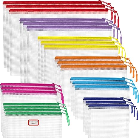 13-Piece Mesh Zipper Pouch Set – Assorted Sizes & Colors