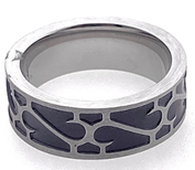 FASHION Black Enamel Scroll Ring