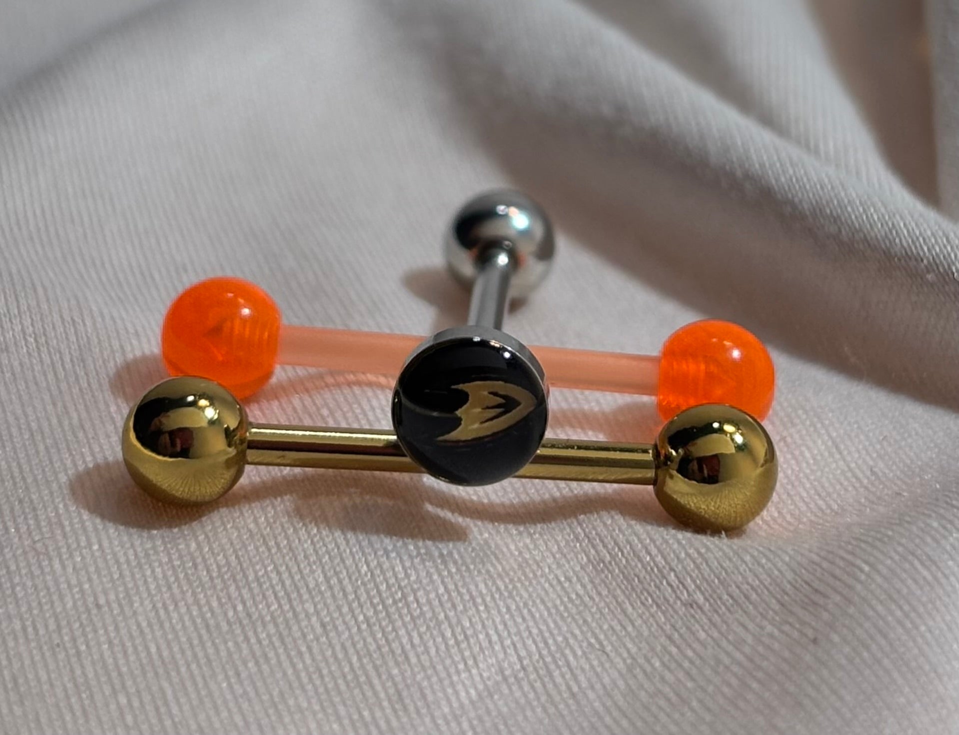 Dallas Stars NHL 3D Tongue Ring – Titanium Barbell 3-Piece Set