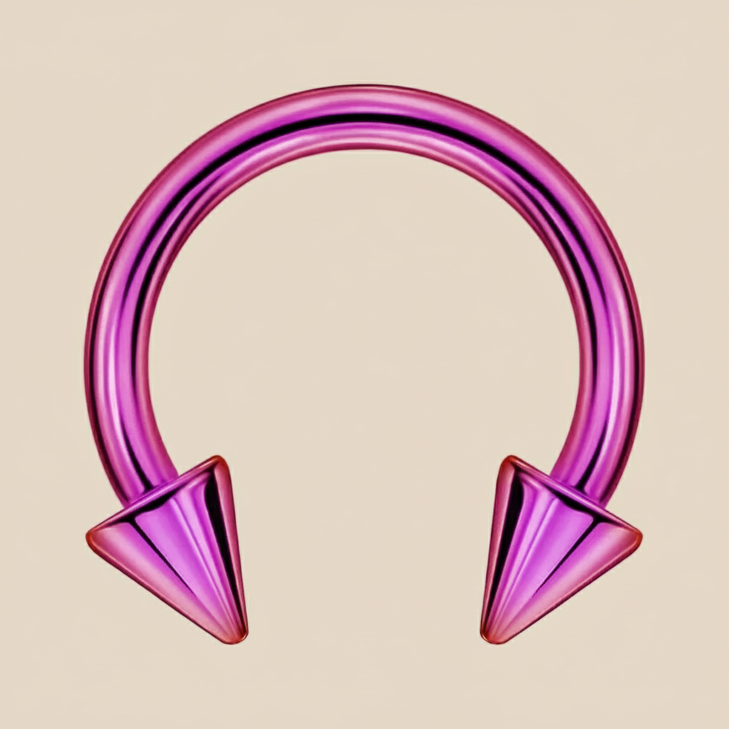 Chrome Pink Titanium Horseshoe Piercing Ring – 5mm Cone