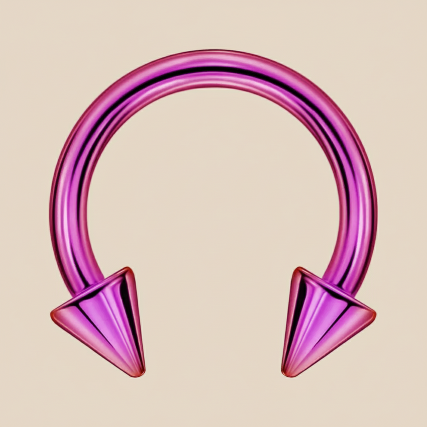 Chrome Pink Titanium Horseshoe Piercing Ring – 5mm Cone
