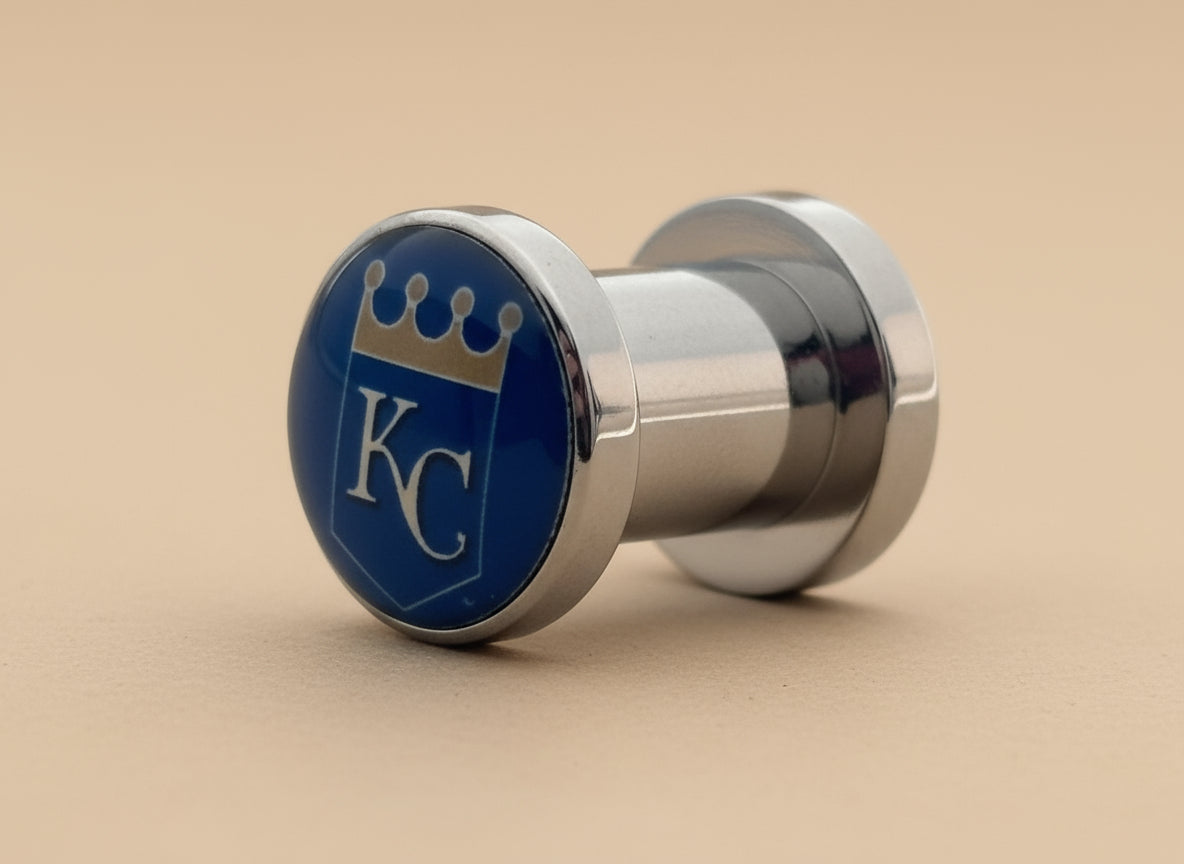 Licensed MLB Kansas City Royals Screw-On Fit Surgical Steel 2G 6mm Ear Plugs Flesh Tunnels Earlets
