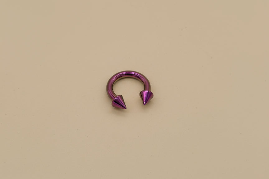 Large Chrome Pink Titanium Horseshoe Piercing Ring – 5mm Cone