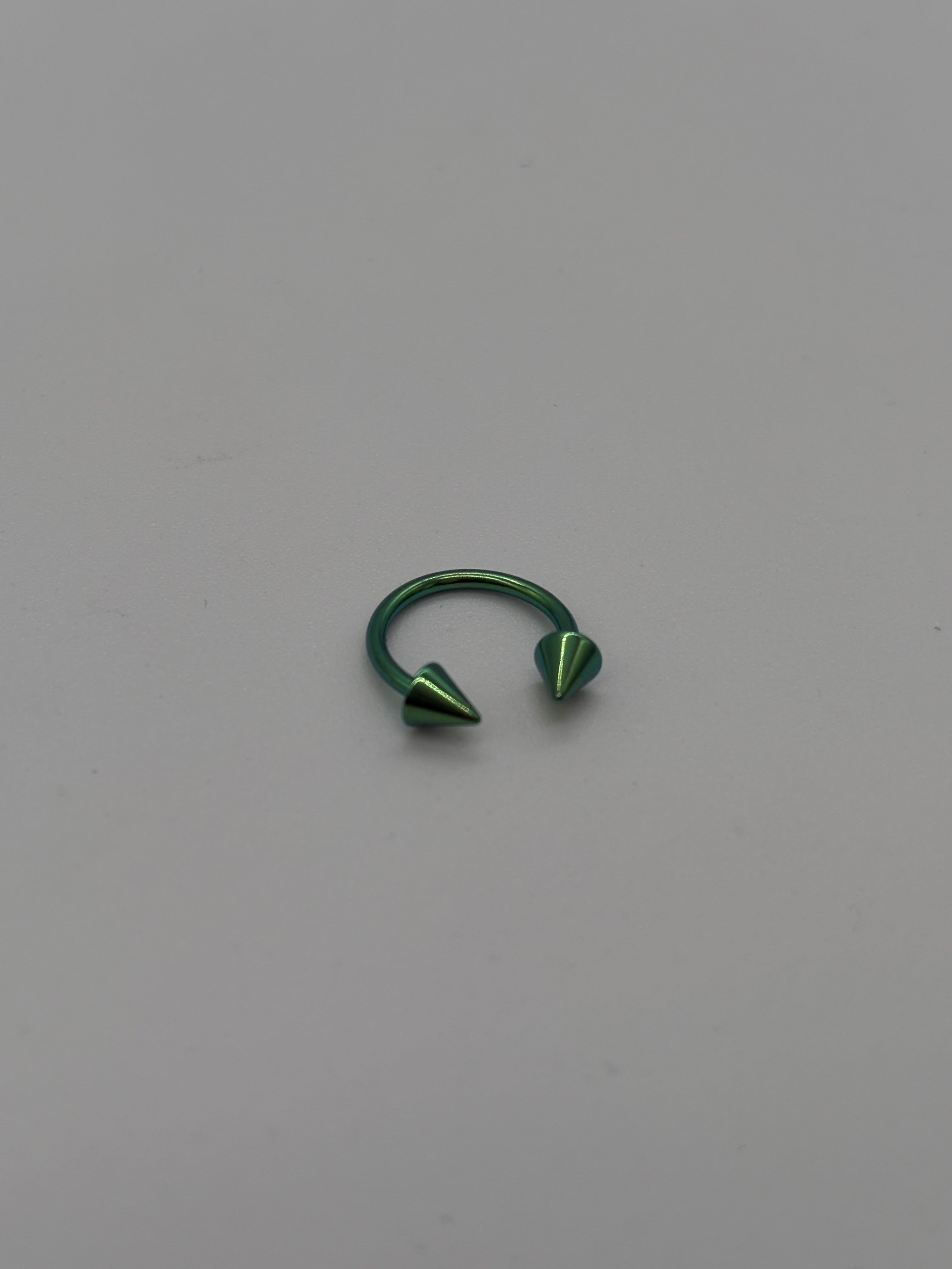 Light Green Titanium Horseshoe Piercing Ring – 5mm Cone