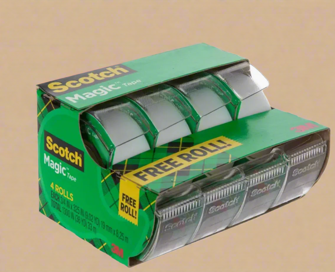 Two - Scotch Magic Tape 4-Pack, 3/4" x 325" (Includes Free Roll!)