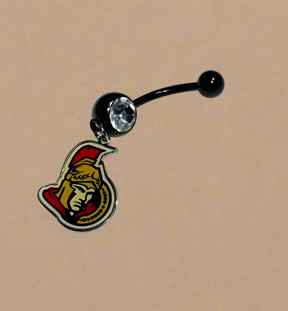 Ottawa Senators black stainless steel belly rings