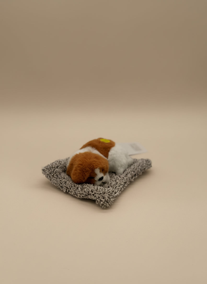 Sleeping Puppy Plush Toy with Bark Sound – 8" to 9" Realistic Stuffed Dog