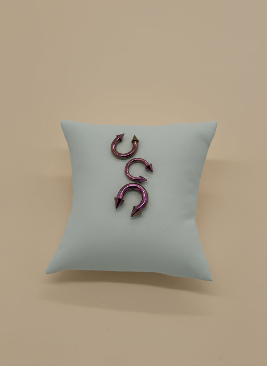 XL Chrome Pink Titanium Horseshoe Piercing Ring – 5mm Cone