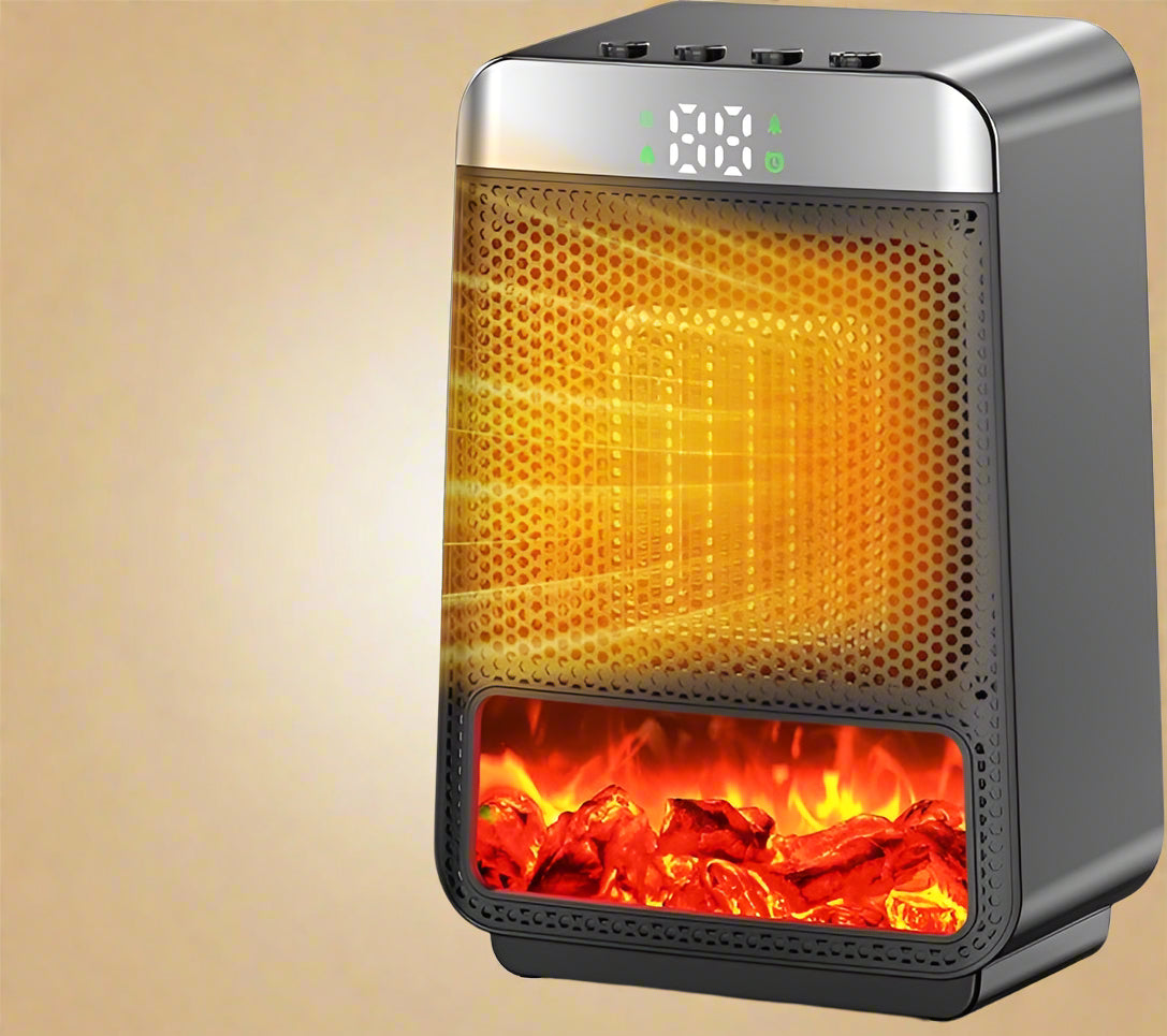 Portable Electric Flame Space Heater with Thermostat – PTC Ceramic, Indoor Use